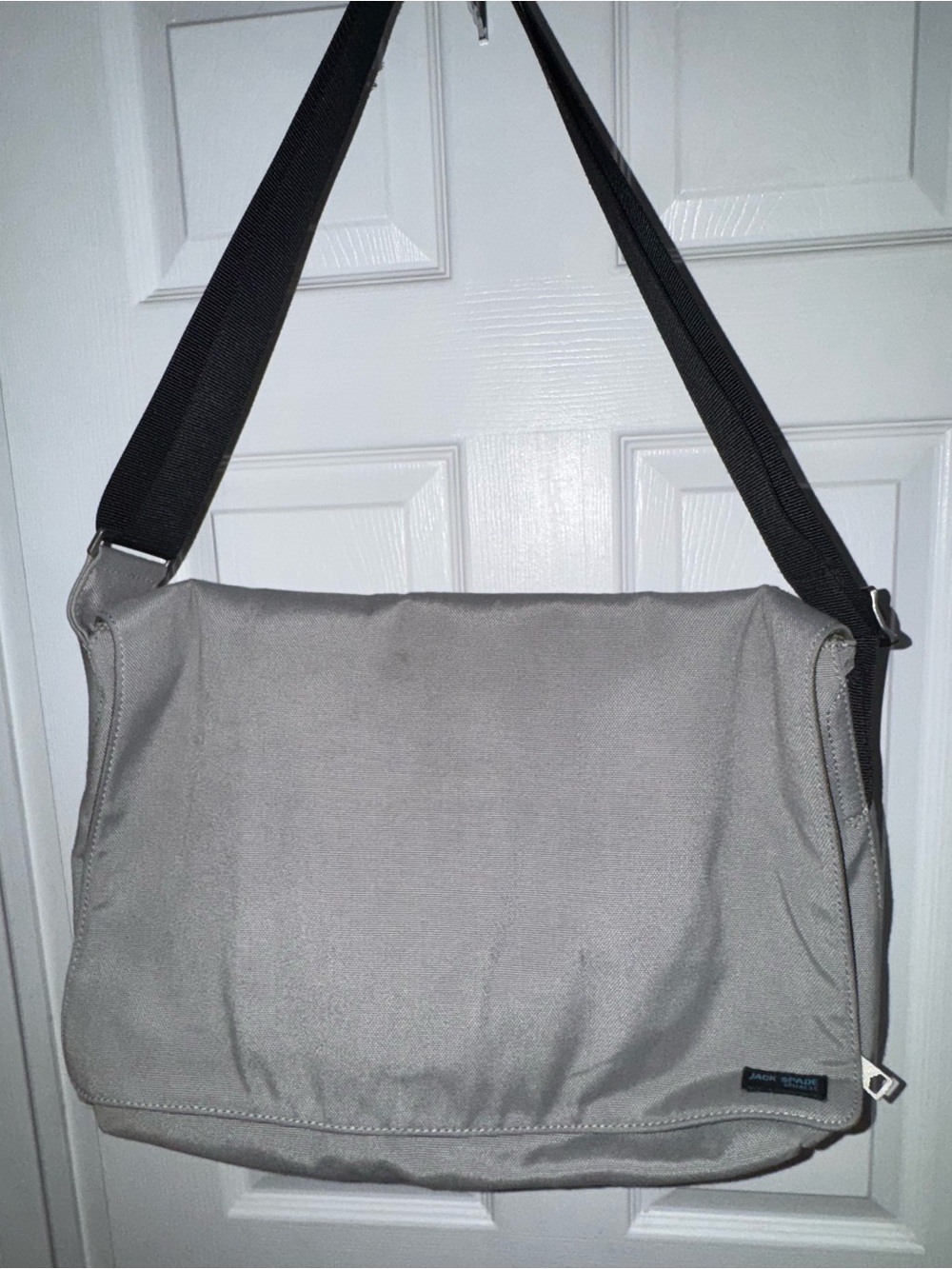 Jack Spade Greene St. Canvas Messenger Bag Olive Green Grey Crossbody